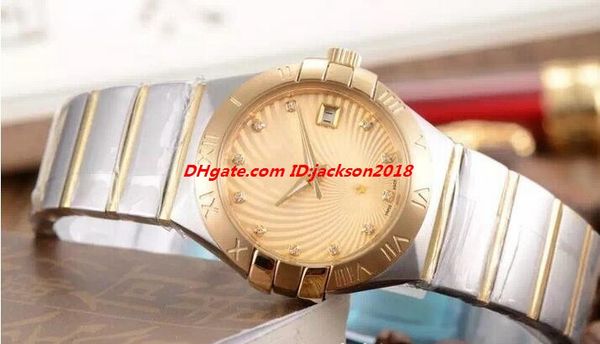 New Style 5 Style Midsize Constellation 18K Yellow Gold w/Skeleton Back Case Diamond Dial Steel 32mm Quartz Movement Fashion Ladies Watches
New Style 5 Style Midsize Constellation 18K Yellow Gold w/Skeleton Back Case Diamond Dial Steel 32mm Quartz Movement Fashion Ladies Watches