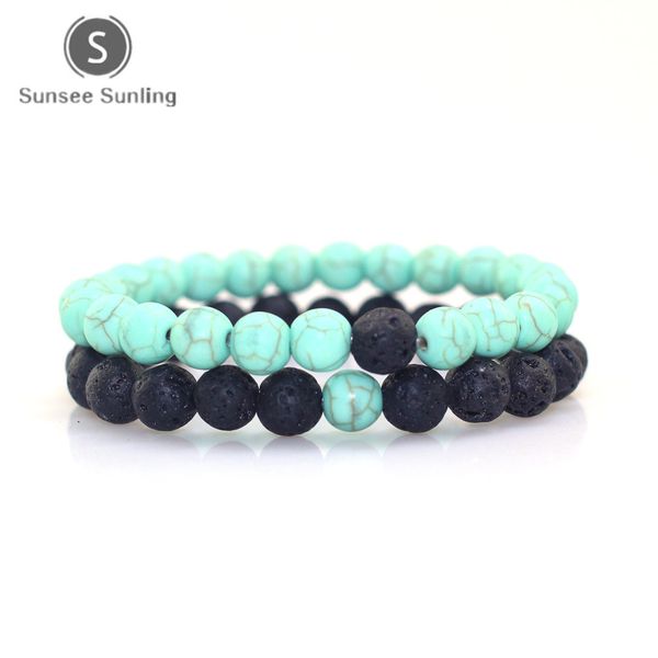 green turquoise combination couple beaded yoga stone bracelet 8mm single bead hand string simple volcanic stone energy bracelet, Black
green turquoise combination couple beaded yoga stone bracelet 8mm single bead hand string simple volcanic stone energy bracelet, Black