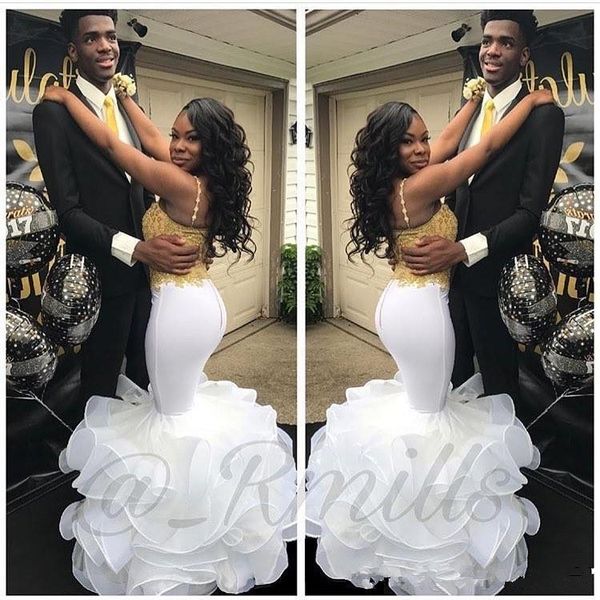 gold appliqued black girls african mermaid prom dresses long spaghetti straps tiered ruffle skirts long evening gowns vestidos de fiesta, Black;red
gold appliqued black girls african mermaid prom dresses long spaghetti straps tiered ruffle skirts long evening gowns vestidos de fiesta, Black;red