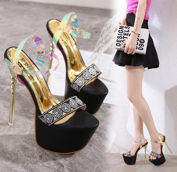 size 35 to 42 43 luxury women designer pumps 17cm platform ultra high heels glitter gold rhinestone sandals bridal wedding shoes, Black
size 35 to 42 43 luxury women designer pumps 17cm platform ultra high heels glitter gold rhinestone sandals bridal wedding shoes, Black