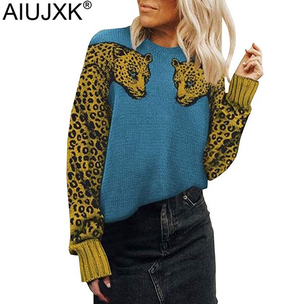 women's sweaters aiujxk leopard patchwork women 2021 arrival autumn winter pullovers fashion soft knitwear woman thick casual, White;black
women's sweaters aiujxk leopard patchwork women 2021 arrival autumn winter pullovers fashion soft knitwear woman thick casual, White;black