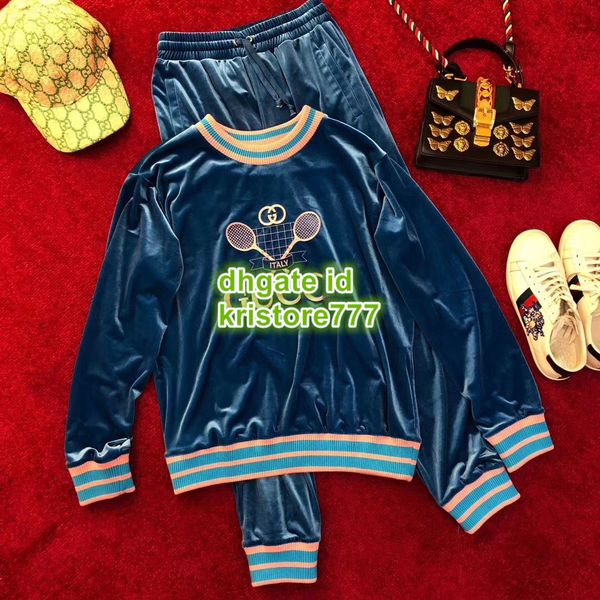 2019 women luxury de igner jogging jer ey velour two piece pant with logo tenni top hirt weat hirt long pant female runway active et
2019 women luxury de igner jogging jer ey velour two piece pant with logo tenni top hirt weat hirt long pant female runway active et