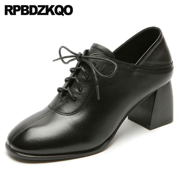 china round toe block genuine leather sandals women 2019 shoes black lace up mules slipper pumps