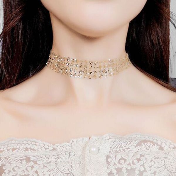 sequin choker necklace chunky statement bib pendant chain necklace jewelry, Golden;silver
sequin choker necklace chunky statement bib pendant chain necklace jewelry, Golden;silver