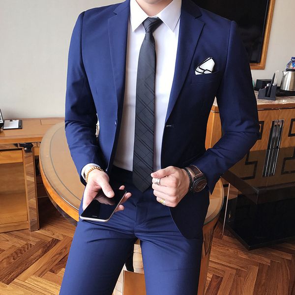korean fashion fit men's solid color suit suit two piece large bridegroom man youth wedding dress, White;black
korean fashion fit men's solid color suit suit two piece large bridegroom man youth wedding dress, White;black
