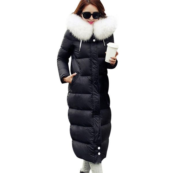 low price women's hooded thick long down jacket 90% white duck down extra large white fur collar long jacket, Black
low price women's hooded thick long down jacket 90% white duck down extra large white fur collar long jacket, Black