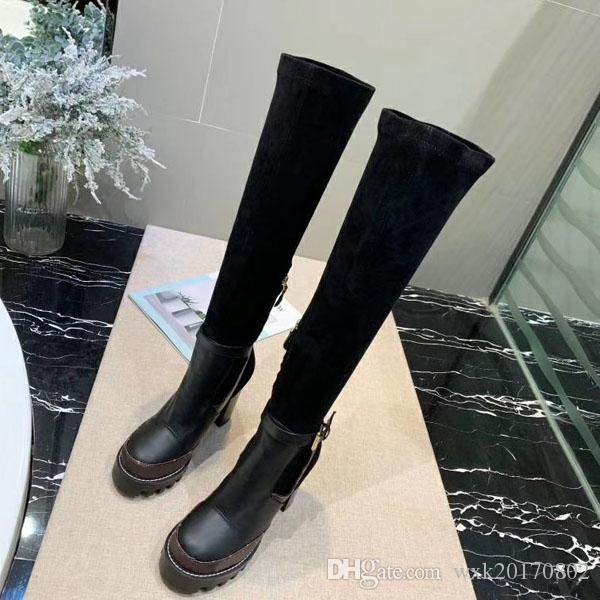 2019 new black leather ankle long boots women pointed toe letter high heel shoes woman fashion runway long boots