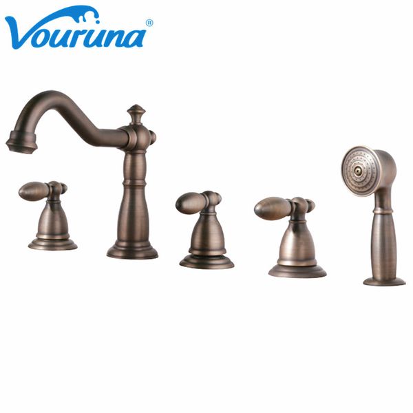 bathtub faucets vouruna vintage 5-hole bathing shower mixer taps deck mounted tub filler antique brass
bathtub faucets vouruna vintage 5-hole bathing shower mixer taps deck mounted tub filler antique brass
