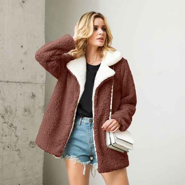 elegant women's coats fashion korean style autumn winter warm faux fur jacket outwear casual lapel coats with pockets, Black
elegant women's coats fashion korean style autumn winter warm faux fur jacket outwear casual lapel coats with pockets, Black