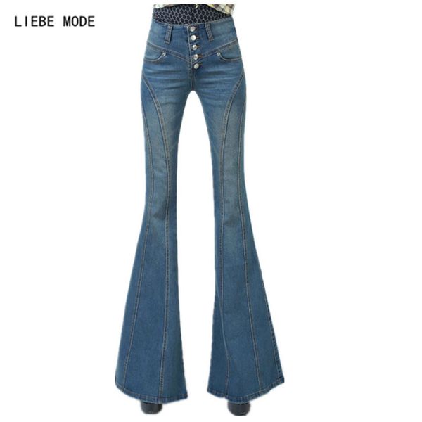 office ladies button jeans bell bottom woman high waist flared jeans for women skinny denim big flare pants womens, Blue
office ladies button jeans bell bottom woman high waist flared jeans for women skinny denim big flare pants womens, Blue