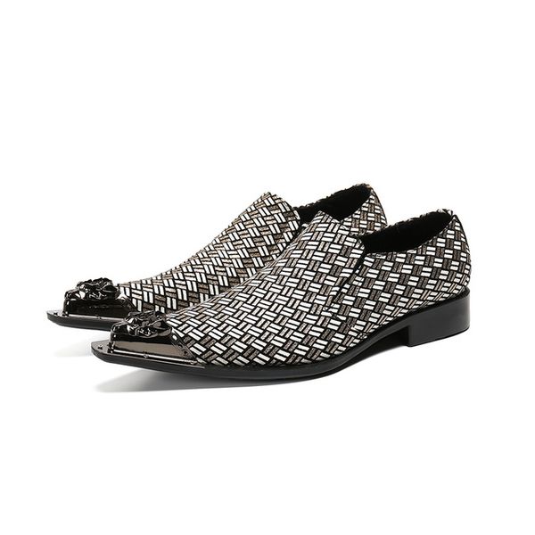 designer lattice cow leather men party wedding shoes metal pointed toe formal dress shoes fashion business male shoes hombre, Black
designer lattice cow leather men party wedding shoes metal pointed toe formal dress shoes fashion business male shoes hombre, Black