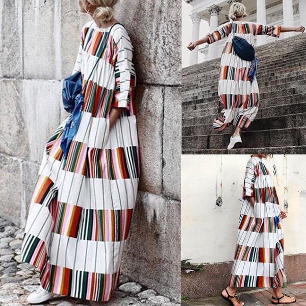 fashion plus size women boho striped maxi long dress casual holiday festival loose girls dress summer, Black;gray
fashion plus size women boho striped maxi long dress casual holiday festival loose girls dress summer, Black;gray