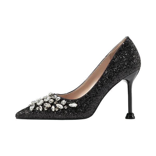 zhenzhou 9.5cm pumps pointed flashing rhinestones high heels nightclub was thin sequins shoes temperament women's shoes, Black
zhenzhou 9.5cm pumps pointed flashing rhinestones high heels nightclub was thin sequins shoes temperament women's shoes, Black