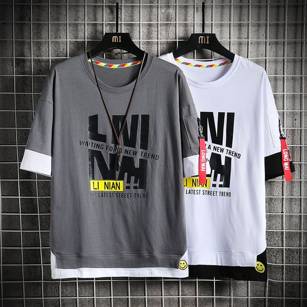 men's t-shirts patchwork short sleeve tshirts men hip hop casual cotton tees streetwear 2021 summer t shirts, White;black
men's t-shirts patchwork short sleeve tshirts men hip hop casual cotton tees streetwear 2021 summer t shirts, White;black