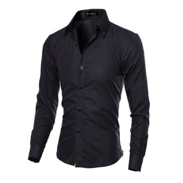 men's dress shirts 2021 luxury quality men slim fit shirt long sleeve casual tee fashion solid color formal, White;black
men's dress shirts 2021 luxury quality men slim fit shirt long sleeve casual tee fashion solid color formal, White;black