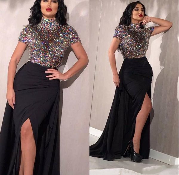 sparkly colorful diamonds evening dress black high neck thigh high slit luxury bling bling prom party gown custom size, Black;red
sparkly colorful diamonds evening dress black high neck thigh high slit luxury bling bling prom party gown custom size, Black;red