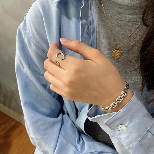 925 sterling silver crude chain buckle bracelets silver ingenuity design works elegant bracelets for women jewelry gift, Black
925 sterling silver crude chain buckle bracelets silver ingenuity design works elegant bracelets for women jewelry gift, Black