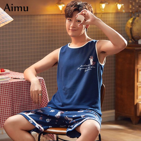 korean men's pajamas set summer thin cotton vest and shorts suit youngs homewear fashion sleeveless sleepwear men outwear, Black;brown
korean men's pajamas set summer thin cotton vest and shorts suit youngs homewear fashion sleeveless sleepwear men outwear, Black;brown