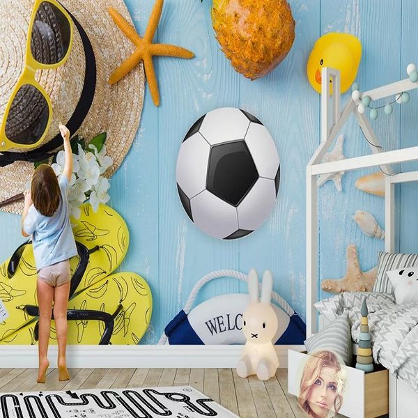 пользовательская большая настенная 3d обои nordic футбол деревянное зерна спальня настенной телевизор обратно декор стены мультфильма мода г