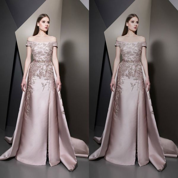 new prom dresses off shoulder appliques satin side split evening dress detachable train plus size special occasion gowns, Black
new prom dresses off shoulder appliques satin side split evening dress detachable train plus size special occasion gowns, Black