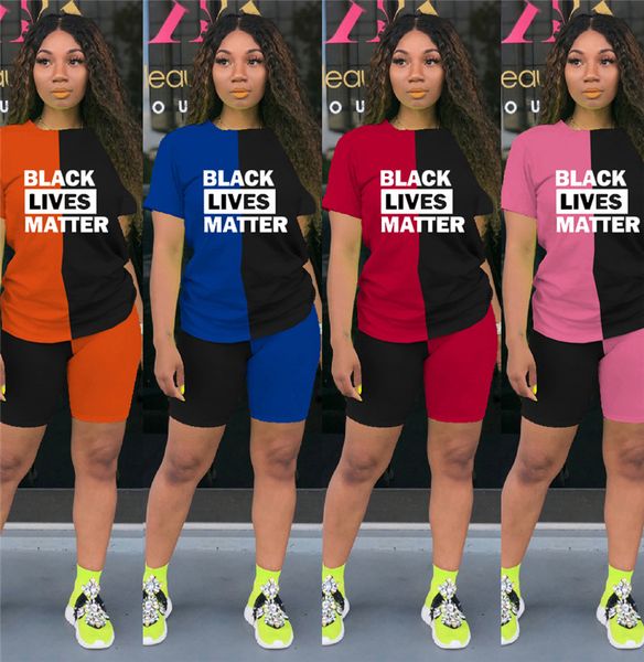black lives matter letters designer women shorts sets two piece t-shirt + shorts brand outfits casual summer patchwork tracksuit d6813, White
black lives matter letters designer women shorts sets two piece t-shirt + shorts brand outfits casual summer patchwork tracksuit d6813, White