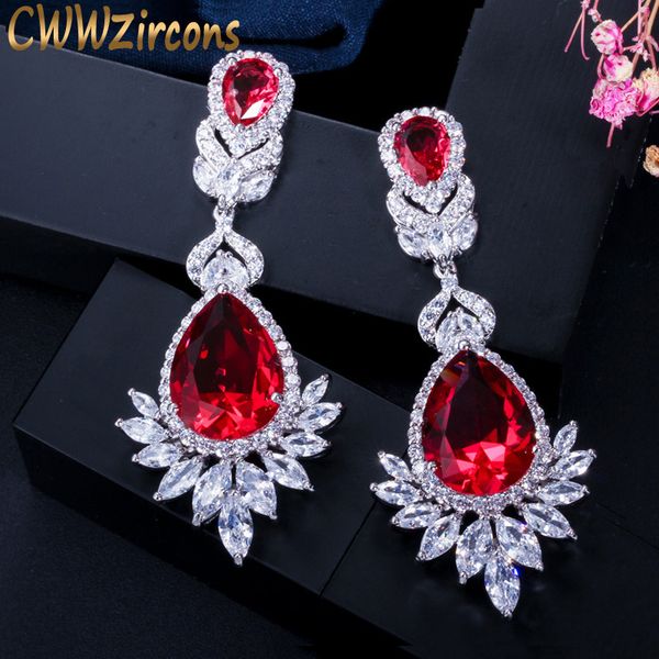 cwwzircons beautiful queen fancy red cubic zirconia long bridal wedding big drop marquise earrings brides jewelry gift cz056, Silver
cwwzircons beautiful queen fancy red cubic zirconia long bridal wedding big drop marquise earrings brides jewelry gift cz056, Silver