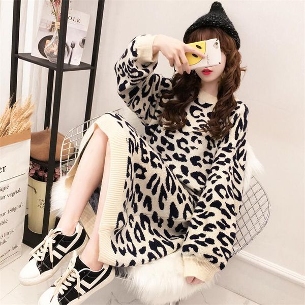 autumn and winter long sweater women's head college loose shirt long sleeve 2019 leopard sweater early spring and autumn, White;black
autumn and winter long sweater women's head college loose shirt long sleeve 2019 leopard sweater early spring and autumn, White;black