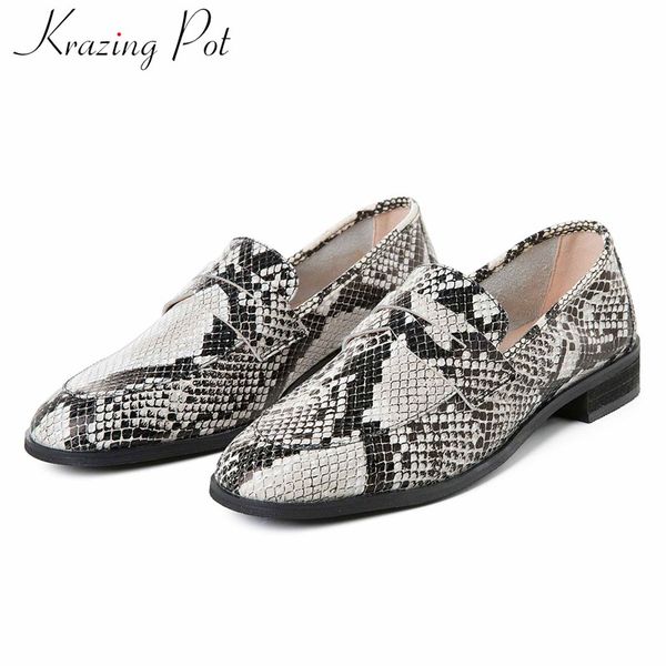 krazing pot simple style genuine leather loafers shoes snake round toe low heels women fashion daily wear slip on cozy pumps l01, Black
krazing pot simple style genuine leather loafers shoes snake round toe low heels women fashion daily wear slip on cozy pumps l01, Black