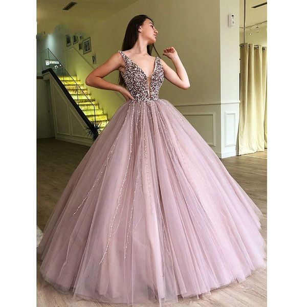 sparkly puffy ball gown prom quinceanera dresses 2019 pearls beading crystal plunging tulle sweet 15 dresses vestido de novia gown, Blue;red
sparkly puffy ball gown prom quinceanera dresses 2019 pearls beading crystal plunging tulle sweet 15 dresses vestido de novia gown, Blue;red