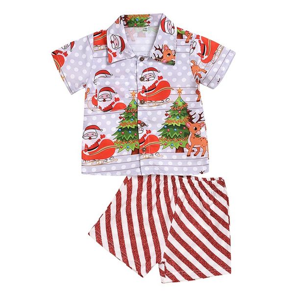 children's set two piece short sleeved shorts boys santa claus printed shirt pants v1, White
children's set two piece short sleeved shorts boys santa claus printed shirt pants v1, White