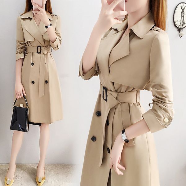 women's trench coats grow a little spring dust coat whom the 2021 temperament waist khaki jacket british wind, Tan;black
women's trench coats grow a little spring dust coat whom the 2021 temperament waist khaki jacket british wind, Tan;black