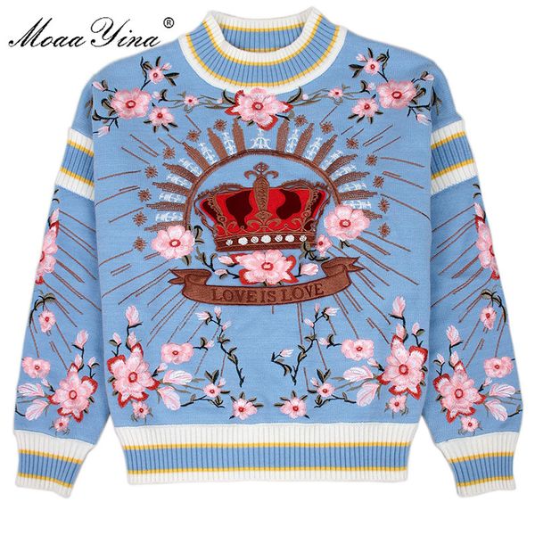 moaayina fashion designer knitting pullovers sweater autumn women long sleeve floral print embroidery keep warm knitting sweater, White;black
moaayina fashion designer knitting pullovers sweater autumn women long sleeve floral print embroidery keep warm knitting sweater, White;black