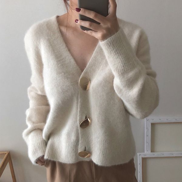 winter v-neck cardigan women sweater knitted jersey cardigans female golden big button 2019 autumn korean sweaters for ladies, White
winter v-neck cardigan women sweater knitted jersey cardigans female golden big button 2019 autumn korean sweaters for ladies, White