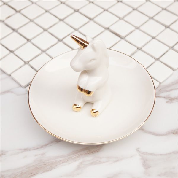 1pcs ceramic unicorn dog shape bowls ice cream plates decoration crafts snack candy storage tray rings jewelry dish snack dish zj0526