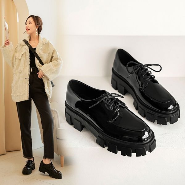 pq1-1b genuine leather thick bottomed round head single shoes 2020 spring new style lace-up women's shoes fashion waterproof pla, Black
pq1-1b genuine leather thick bottomed round head single shoes 2020 spring new style lace-up women's shoes fashion waterproof pla, Black