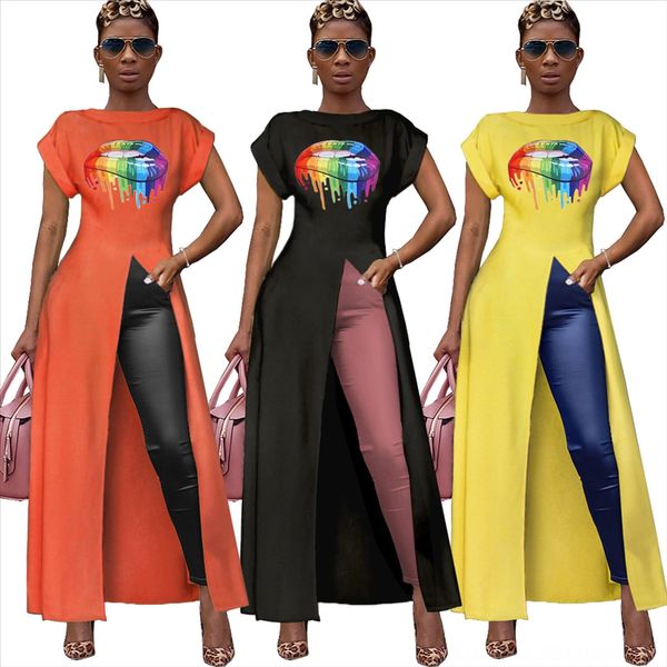 a8378 women's zipper wear women's round collar short sleeve high open fork zipper printed top, White
a8378 women's zipper wear women's round collar short sleeve high open fork zipper printed top, White