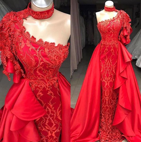 2019 arabic red high neck lace mermaid evening dresses one shoulder ruffles beaded floor length formal party cocktail prom dresses bc0693, Black;red
2019 arabic red high neck lace mermaid evening dresses one shoulder ruffles beaded floor length formal party cocktail prom dresses bc0693, Black;red