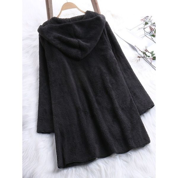 new arrival spring autumn solid thin overcoats pockets women long sleeve faux fur coats casual hooded loose outerwear, Black
new arrival spring autumn solid thin overcoats pockets women long sleeve faux fur coats casual hooded loose outerwear, Black