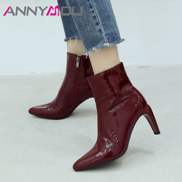 annymoli real leather ankle boots women zipper thick high heel short boots genuine leather pointed toe shoes lady autumn size 42, Black
annymoli real leather ankle boots women zipper thick high heel short boots genuine leather pointed toe shoes lady autumn size 42, Black