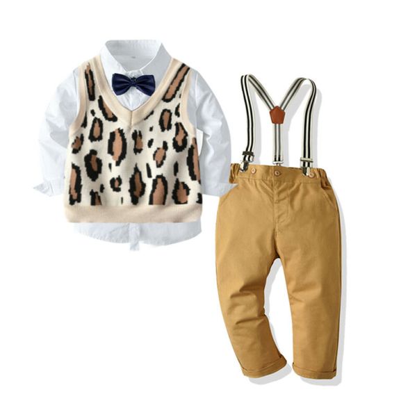 newborn infant baby boy kids clothes cotton shirt leopard knit vest bib pants outfits formal party 3pcs set 2-5y, White
newborn infant baby boy kids clothes cotton shirt leopard knit vest bib pants outfits formal party 3pcs set 2-5y, White