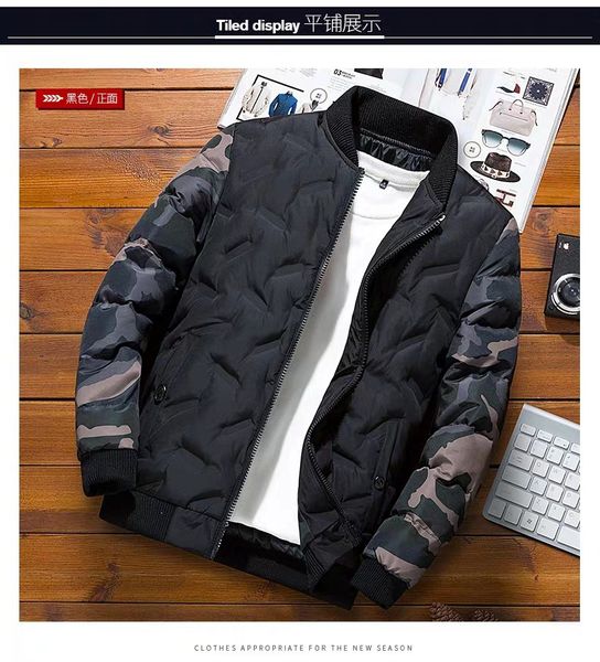 men's winter jacket down jacket camouflage color baseball uniform men's tide brand cotton wholesale, Black
men's winter jacket down jacket camouflage color baseball uniform men's tide brand cotton wholesale, Black