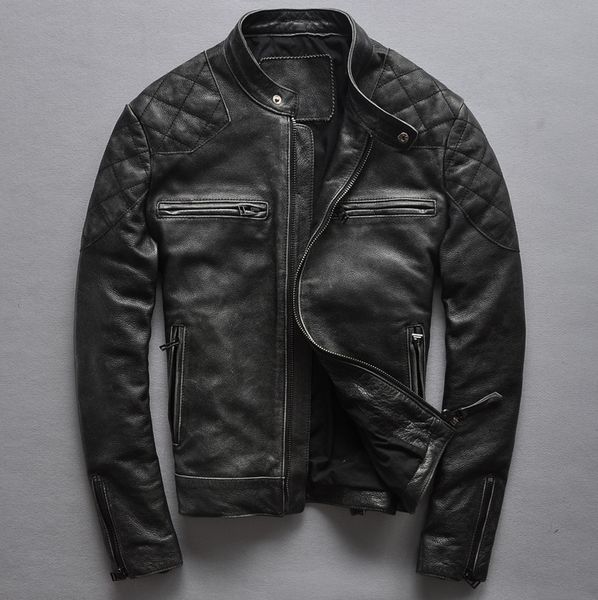 men's leather & faux stand cowhide collar slim short jacket autumn and winter coat male, Black
men's leather & faux stand cowhide collar slim short jacket autumn and winter coat male, Black