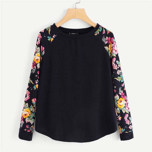 womens clothing tee shirt femme navy highstreet elegant floral raglan sleeve curved hem long sleeve tee casual women t shirt and top, White
womens clothing tee shirt femme navy highstreet elegant floral raglan sleeve curved hem long sleeve tee casual women t shirt and top, White