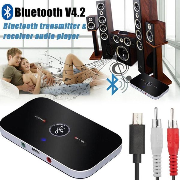

b6 2 in 1 car bluetooth v4 transmitter receiver wireless a2dp audio 3.5mm aux adapter plug hub a6 universal new