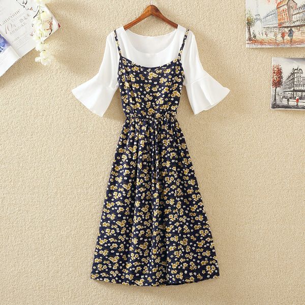harajuku korean version of the strap dress two-piece female 2020 summer women's small fresh suit flower chiffon long slim dress, Black;gray
harajuku korean version of the strap dress two-piece female 2020 summer women's small fresh suit flower chiffon long slim dress, Black;gray