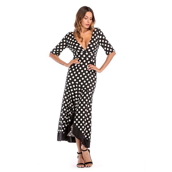 womens designer wave point dress spring summer fashion v neck half sleeve famale clothing slim was thin dress, Black;gray
womens designer wave point dress spring summer fashion v neck half sleeve famale clothing slim was thin dress, Black;gray