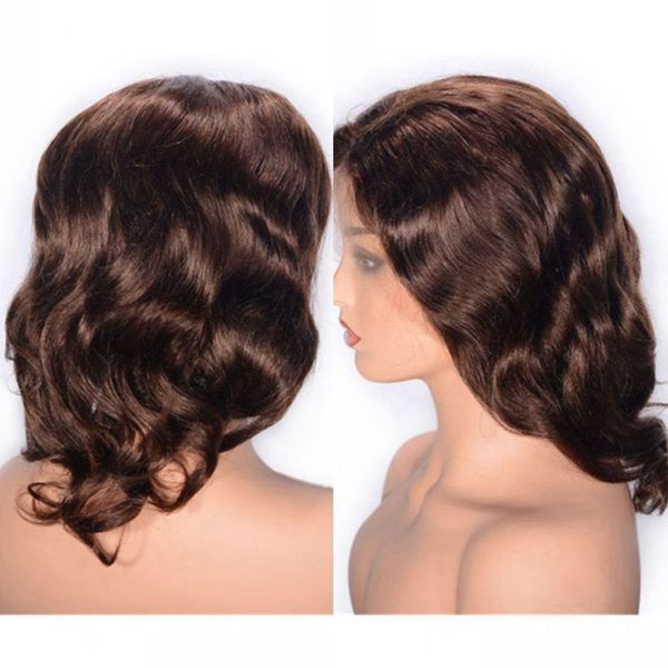 lace front human hair wig 12" mongolian wavy hair middle part wigs medium brown hair wig, Black;brown
lace front human hair wig 12" mongolian wavy hair middle part wigs medium brown hair wig, Black;brown