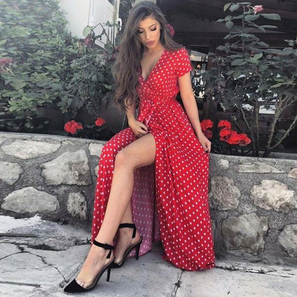 boho polka dot long dresses women split short sleeve summer casual dress streetwear maxi dress, Black;gray
boho polka dot long dresses women split short sleeve summer casual dress streetwear maxi dress, Black;gray