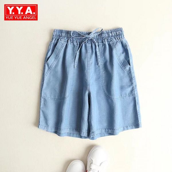 summer elastic waist drawstring denim casual shorts women vintage washed straight leg short pants femme thin loose fit shorts, Blue
summer elastic waist drawstring denim casual shorts women vintage washed straight leg short pants femme thin loose fit shorts, Blue