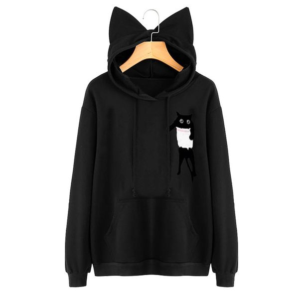 pullover cartoon cats loose polyester printed long sleeve soft women hoodie autumn hooded fashion casual pocket students, Black
pullover cartoon cats loose polyester printed long sleeve soft women hoodie autumn hooded fashion casual pocket students, Black